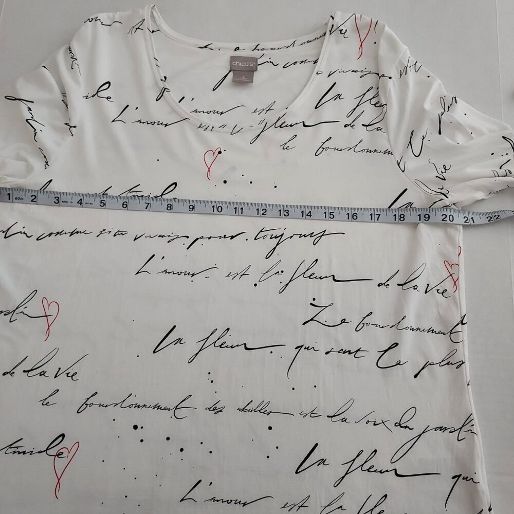 Chico's Script Print Layering Long Sleeve Tee Size Large - Picture 4 of 8
